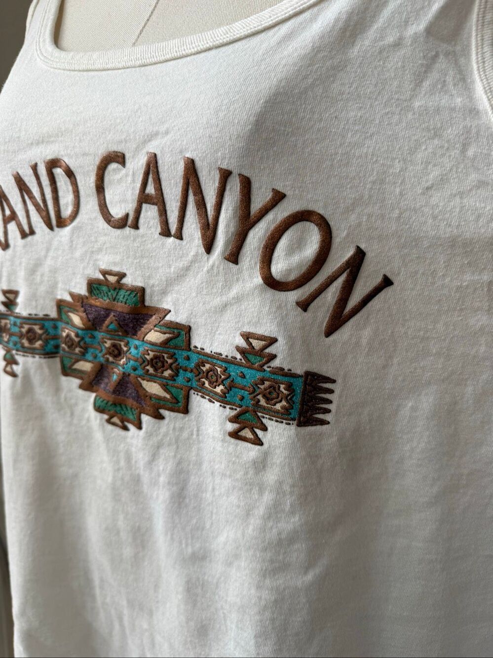Vintage 90s Grand Canyon Cotton Tank Top Aztec Southwestern XL - Picture 4 of 8